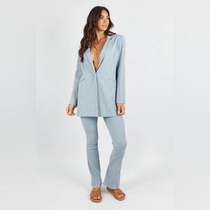 NWT Girl and the Sun Sophie Flared Pants Ribbed Dusty Blue Size Small